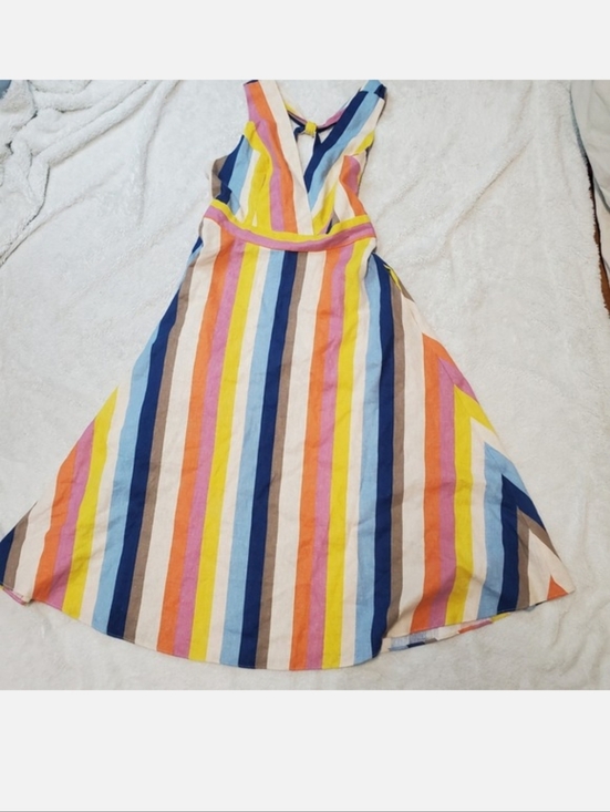 Gilli Dresses & Skirts - Gilli Rainbow Striped Halter Beach Sleeveless Linen Blend Maxi Dress Medium